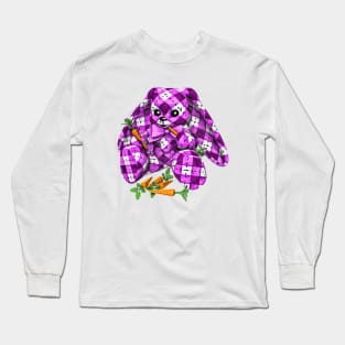 Purple Argyle Bunny Rabbit Long Sleeve T-Shirt